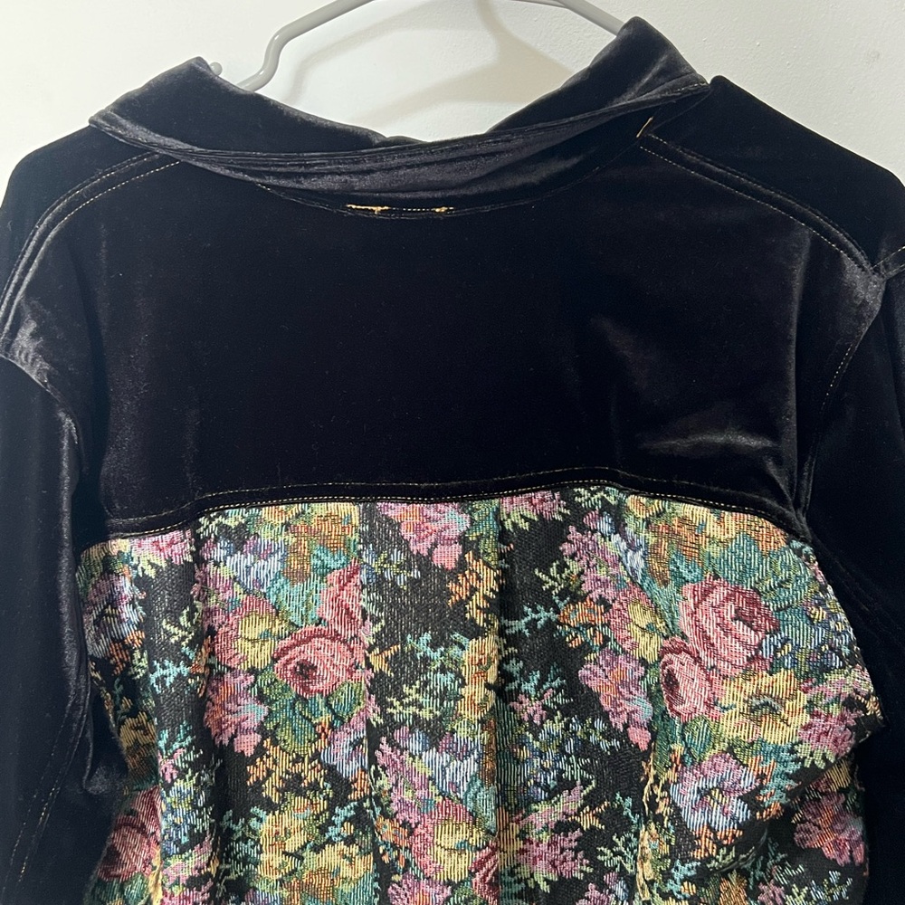 Antique Anthropology Black Velvet Floral Moose Patch Whimsigoth Vintage Grunge - Picture 4 of 12